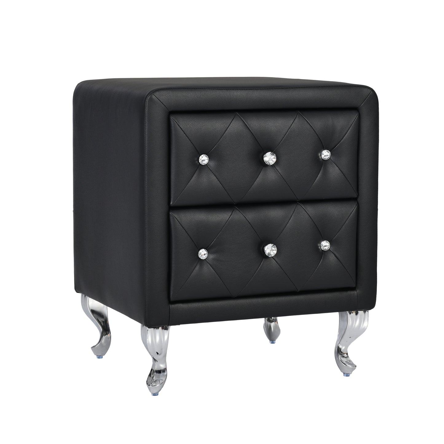 3-Pieces Bedroom Sets,Queen Size Upholstered Bed with LED Lights,Hydraulic Storage System and USB Charging Station, Two Nightstands with Crystal Decoration,Black