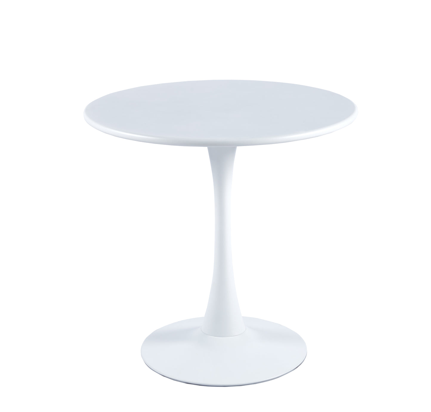 Modern White Round Dining Table, 31.5'' Diameter Solid Metal Base Coffee Table