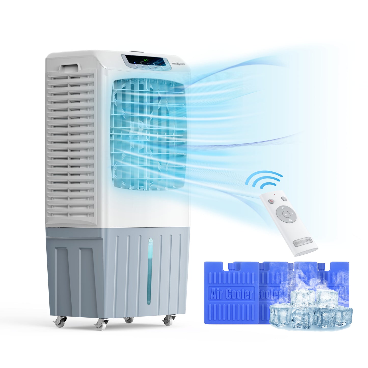 Evaporative Cooler, 2943 CFM Windowless Air Cooler, 120°Oscillation Swamp Cooler with 10.6 Gal Water Tank