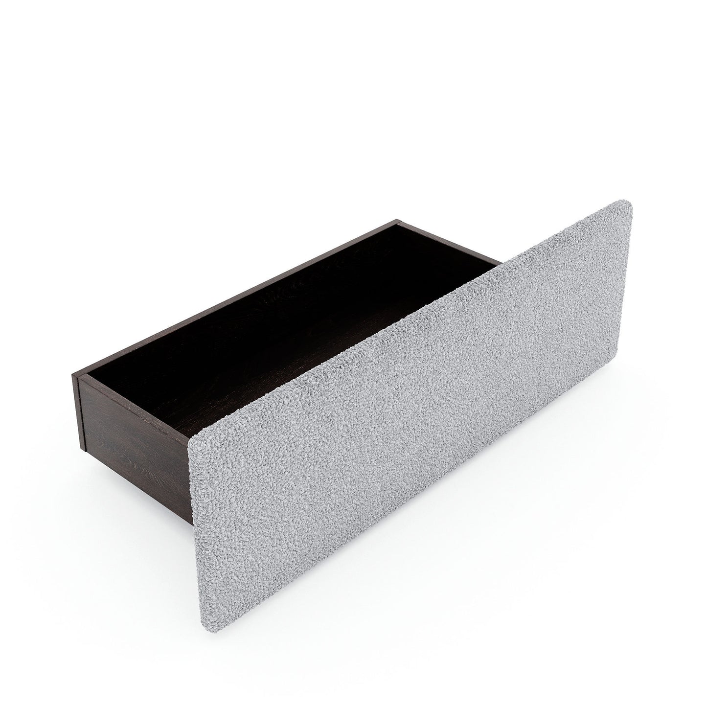 Queen Size Upholstered Platform Bed with 4 Drawers and White Edge on the Headboard & Footboard, Gray