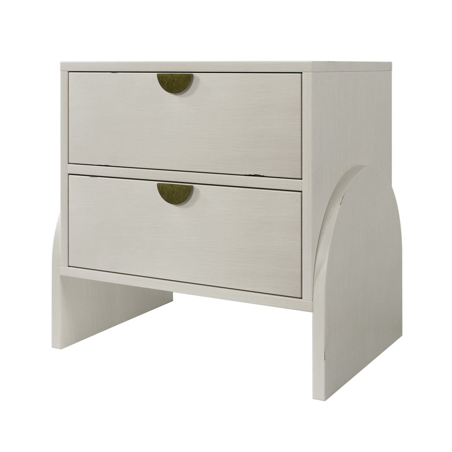 Retro Style Rubber Wood Venner Two-Drawer Bed Side Table Nightstand End Table for Living Room, Children's Room, Adult Room, Antique White