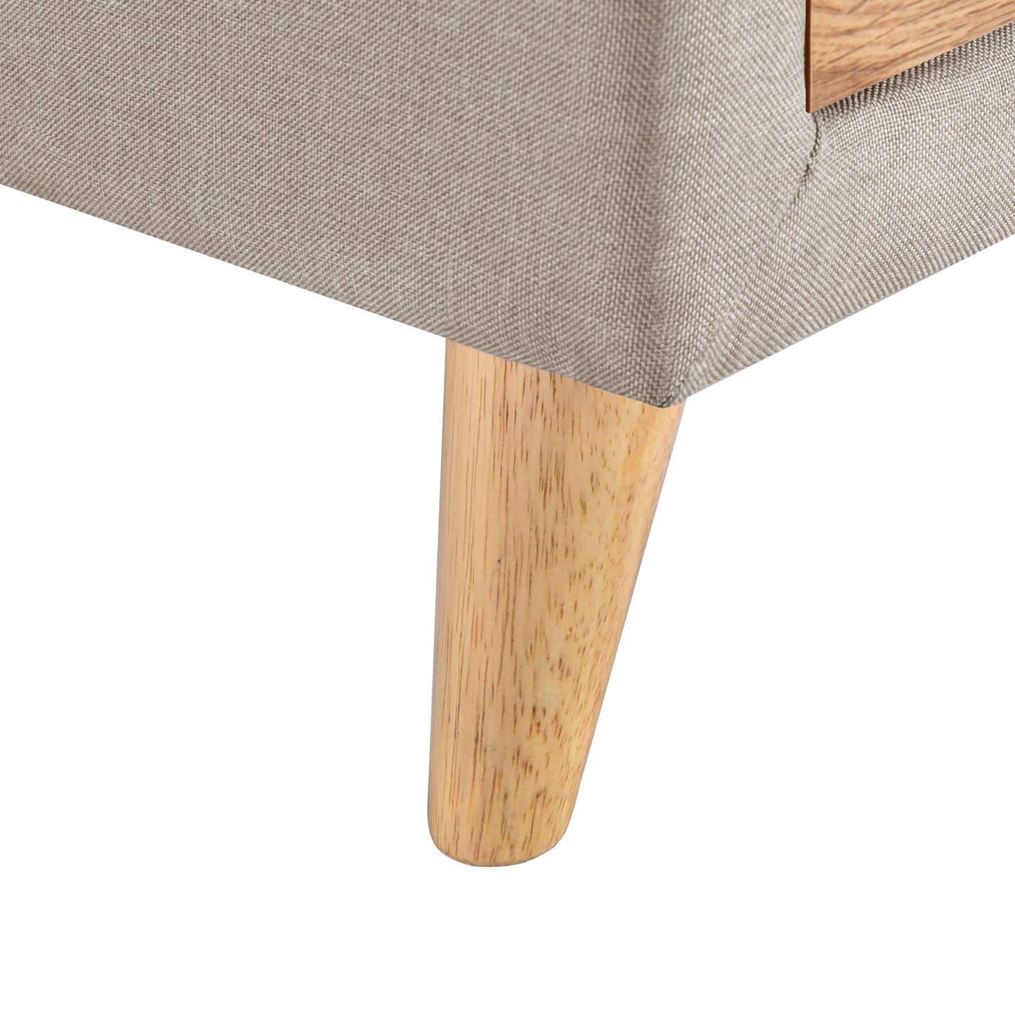 Upholstered Wooden Storage Ottoman Bench with 2 Drawers For Bedroom,Fully Assembled Except Legs and Handles,Padded Seat with Rubber Wood Leg-Beige