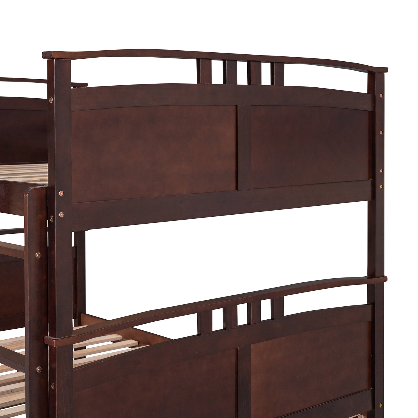 Full-Over-Full Bunk Bed with Twin size Trundle , Separable Bunk Bed for Bedroom - Espresso