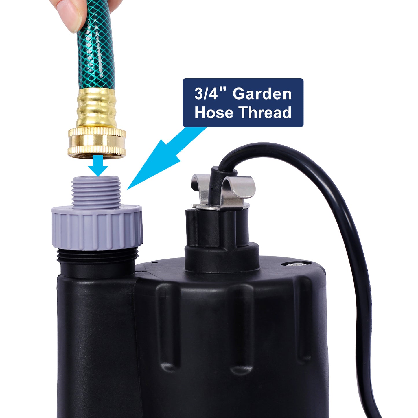 Submersible Water Pump, 1/4HP 2000GPH Thermoplastic Utility Pump Portable Electric Water Pump Sump Pump, With 10 Feet Power Cord.