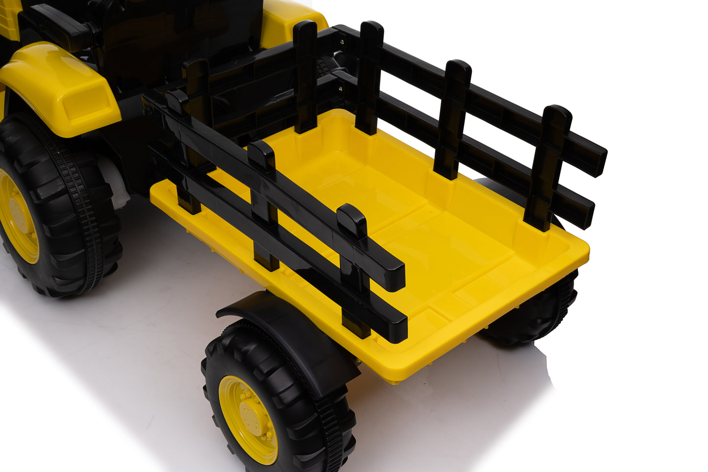 Ride on Tractor, 12 V Battery Powered Electric Vehicle Toy w/Remote Control,music, LED Lights, Removable trailer bucket, Safety Belt
