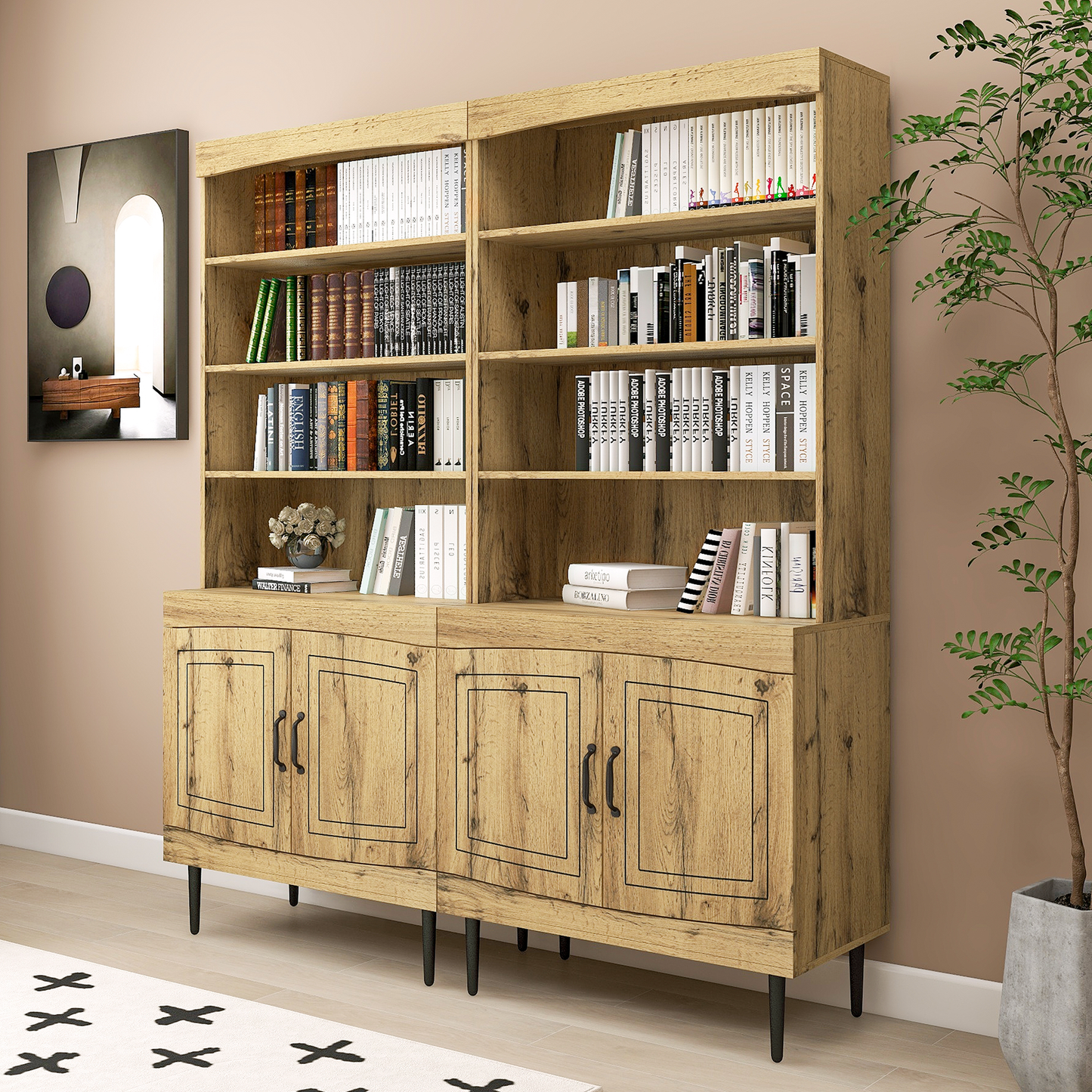 72" Kitchen Pantry Cabinet, Tall Storage Cabinet, Pantry Cupboard with Doors and Adjustable Shelves, Modern Utility Pantry Cabinet for Dining Room, Living Room (Walnut)