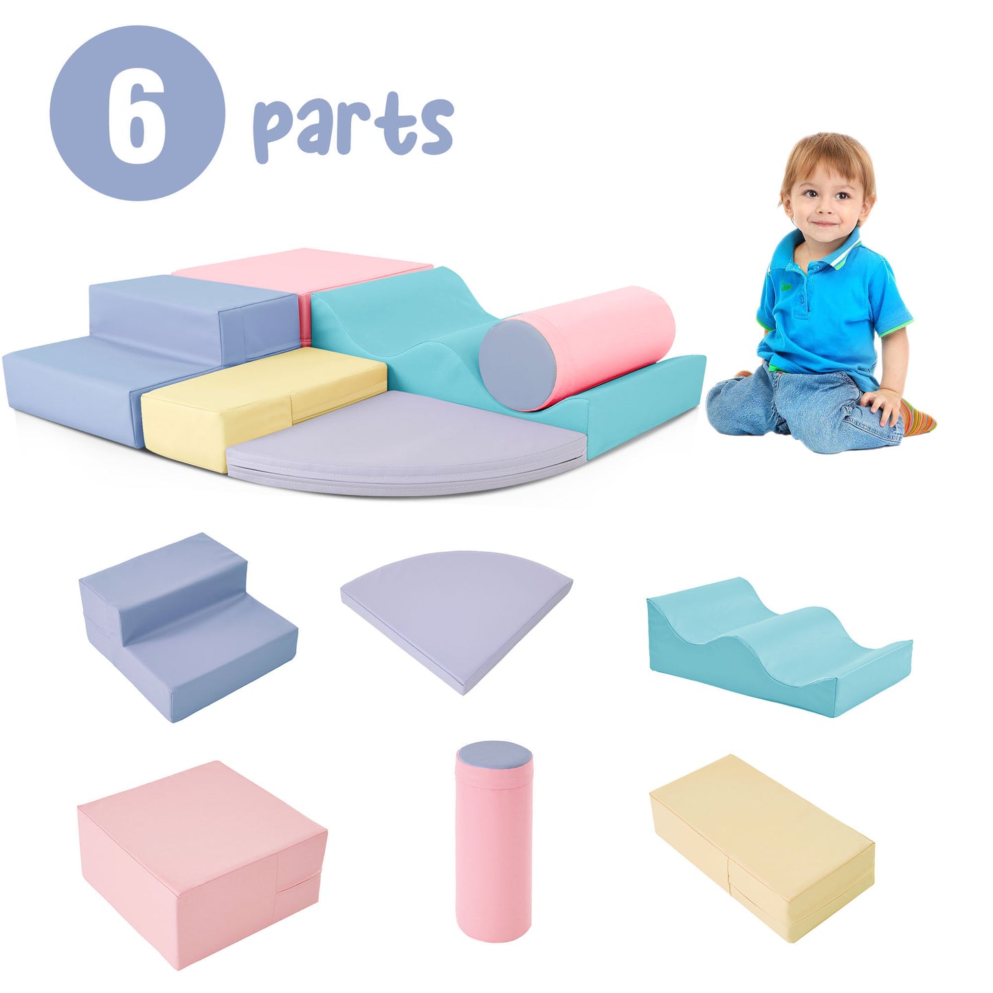 Soft Climb and Crawl Foam Playset 6 in 1, Soft Play Equipment Climb and Crawl Playground for Kids,Kids Crawling and Climbing Indoor Active Play Structure