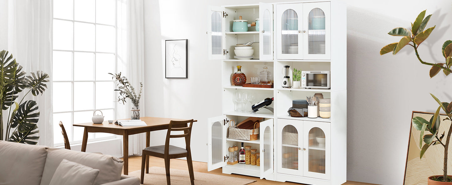 67" Tall Bathroom Storage Cabinet with Doors and Shelves, Towel Cabinet for Bathroom Freestanding, Linen Cabinet for Bathroom Storage 6 Tier, White Kitchen Pantry Cabinet Wood