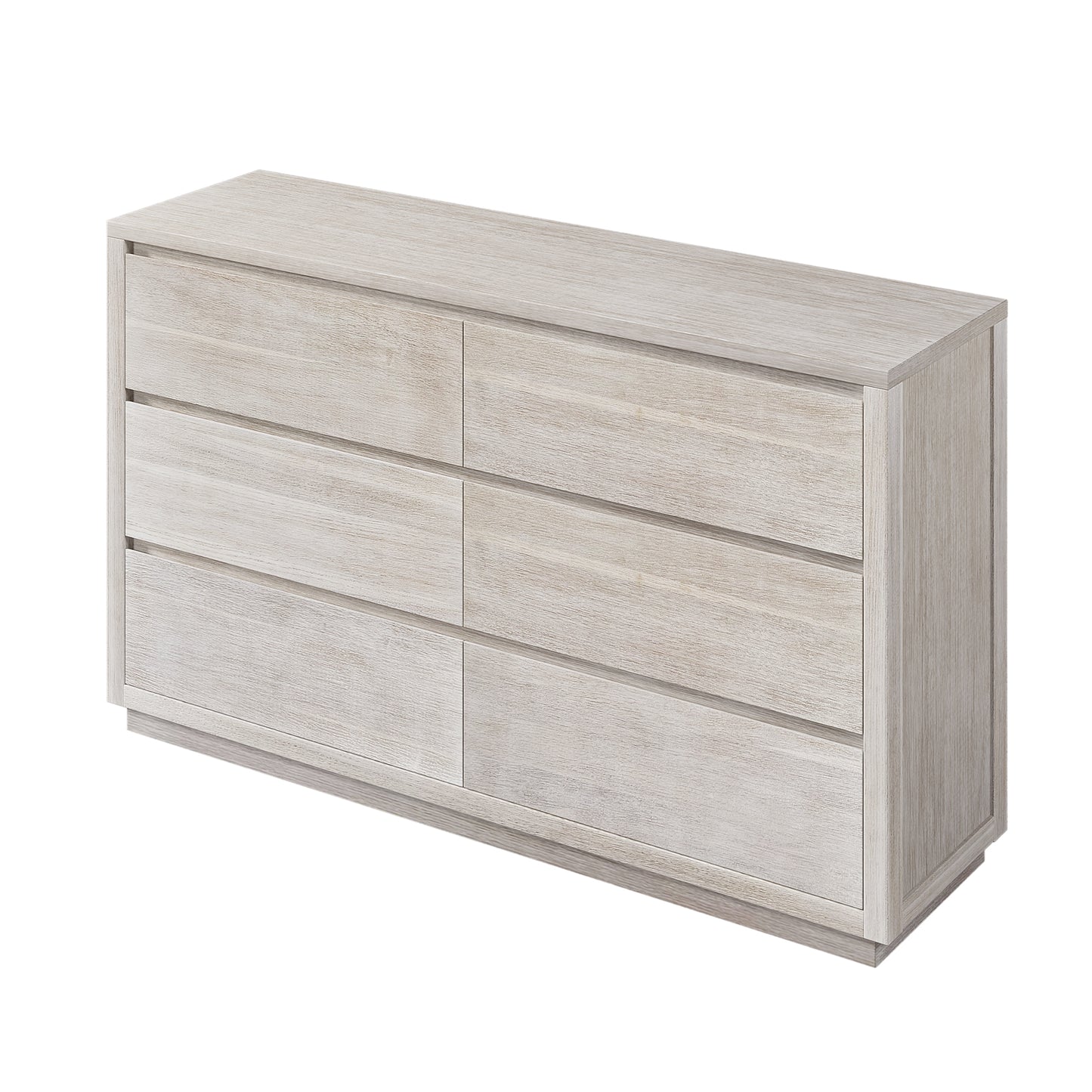 3 Pieces Modern Concise Style Bedroom Set Solid Wood Grain Platform Full Bed Frame + Nightstand +6-Drawer Dresser, Stone Gray