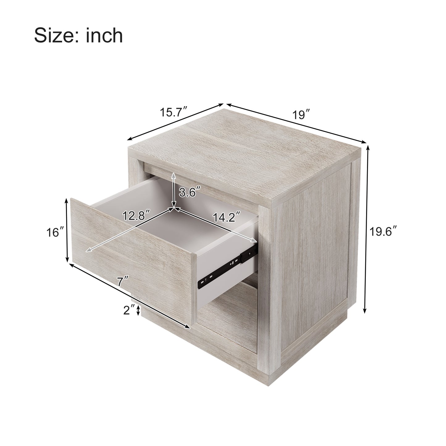 3 Pieces Modern Concise Style Bedroom Set Solid Wood Grain Platform Full Bed Frame + Nightstand +6-Drawer Dresser, Stone Gray