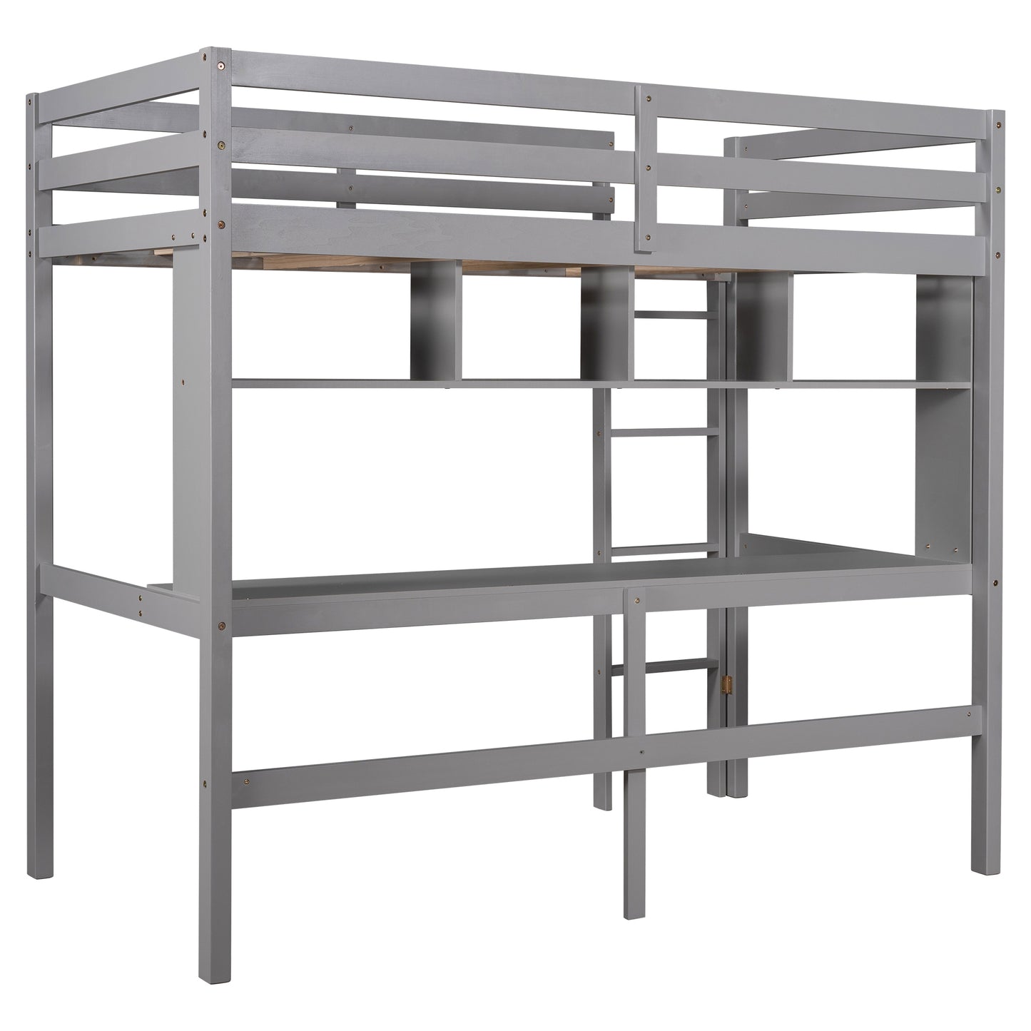 Twin Size Loft Bed with Convenient Desk, Shelves, and Ladder, White(Similar SKU:SM001302AAE)
