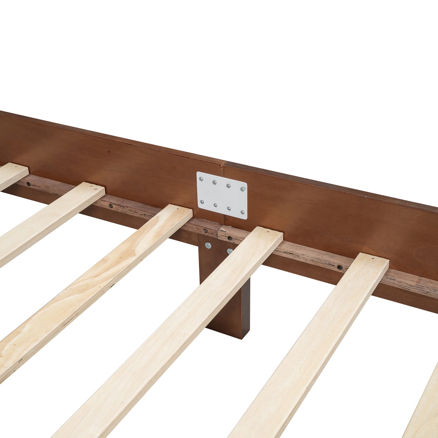 Queen Size Wooden Platform Bed with Natural Rattan Headboard, Vintage Bed Frame with Wooden Slat Support, Walnut (Expected Arrival Time: 08.23)