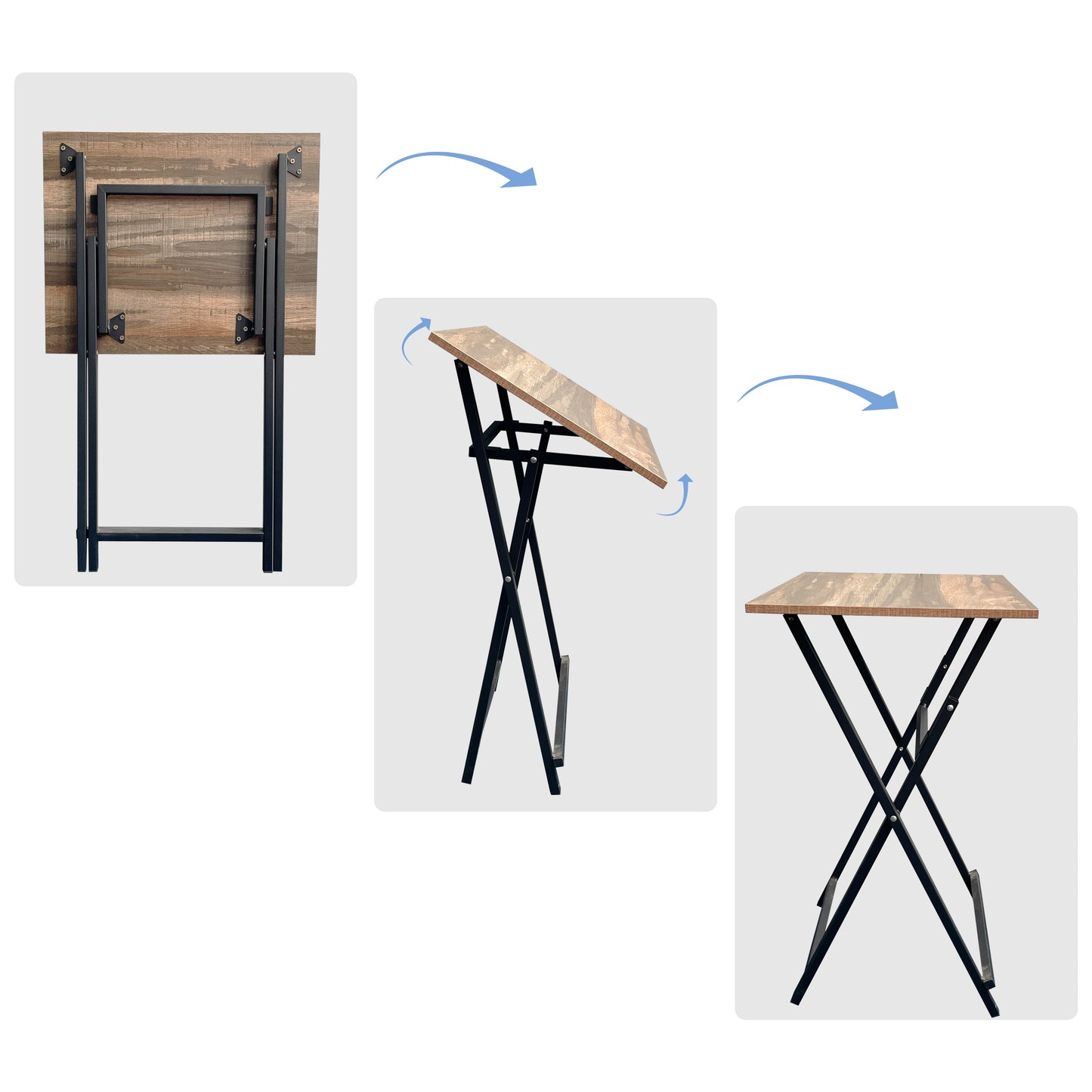 No Assembly Required TV Trays for Eating Set of 4 with Stand,Folding Snack Tray Table Set,Folding TV Dining Tables for Small Space