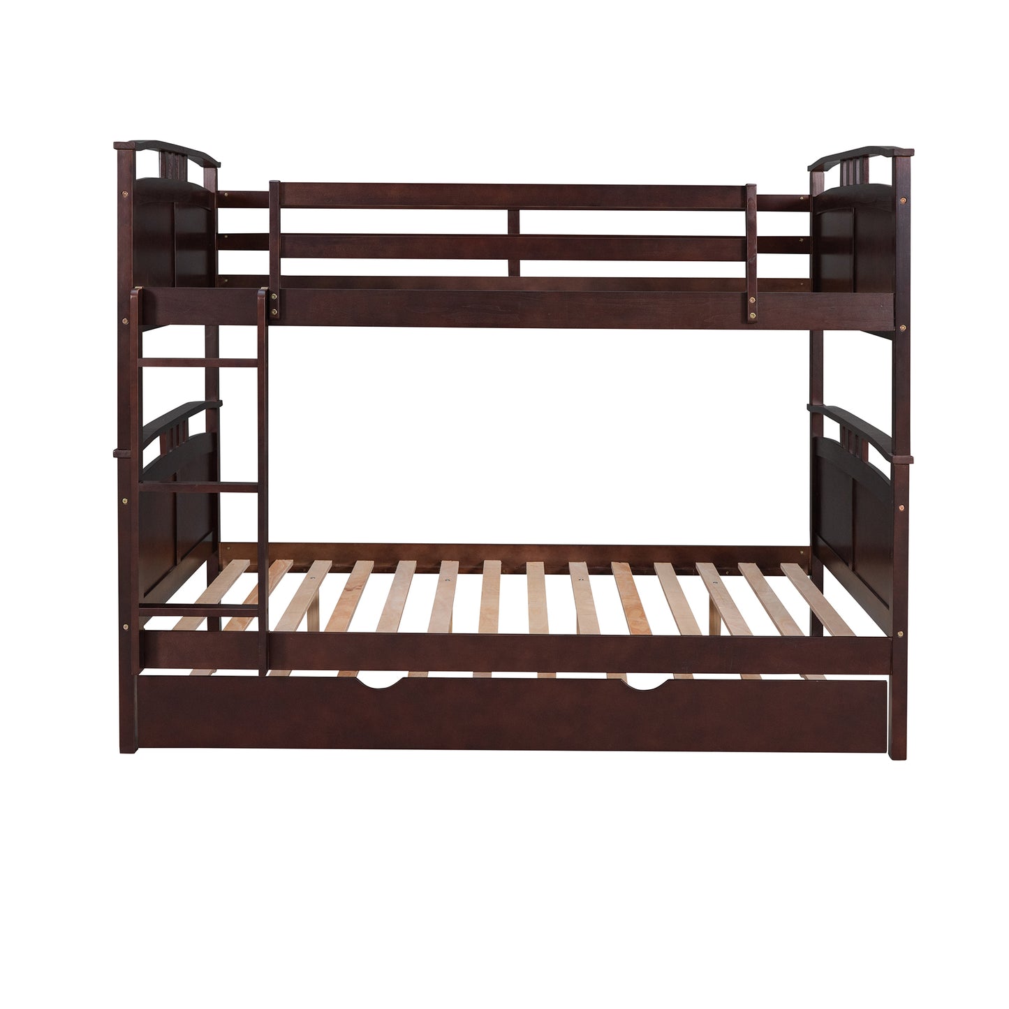 Full-Over-Full Bunk Bed with Twin size Trundle , Separable Bunk Bed for Bedroom - Espresso