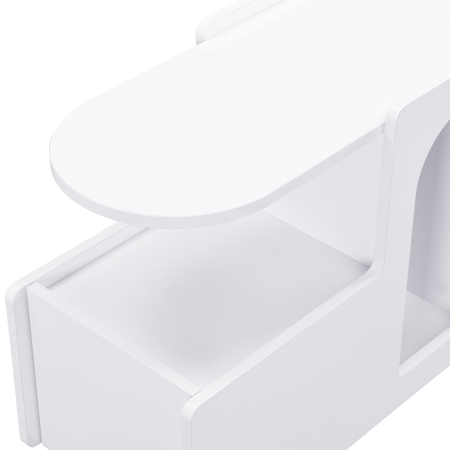 ON-TREND Mobile End Table with lockable wheels, Cream Style Side Table with Storage Drawer, 11.8inch Narrow Nightstand with Multi-layer Storage, Living Room, White