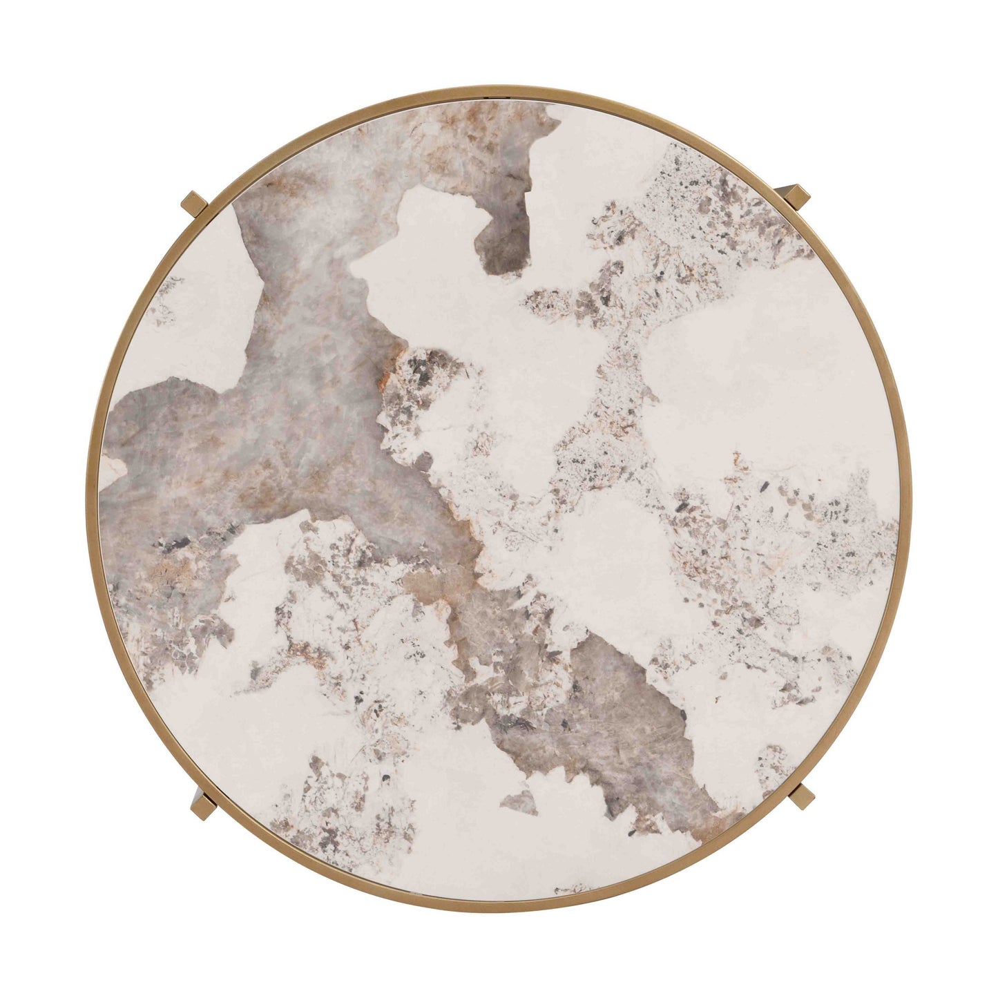 32.48'' Round  Coffee Table With Sintered Stone Top&Sturdy Metal Frame, Modern Coffee Table for Living Room, Golden