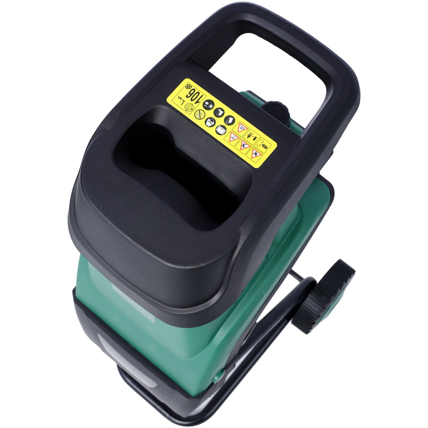 15Amp  Electric Wood Chipper/Shredder with Wheels Electric Garden Shredder Portable Chipping Width Collection Bag, Double Sided Blade System, Auto Shut-Off Green