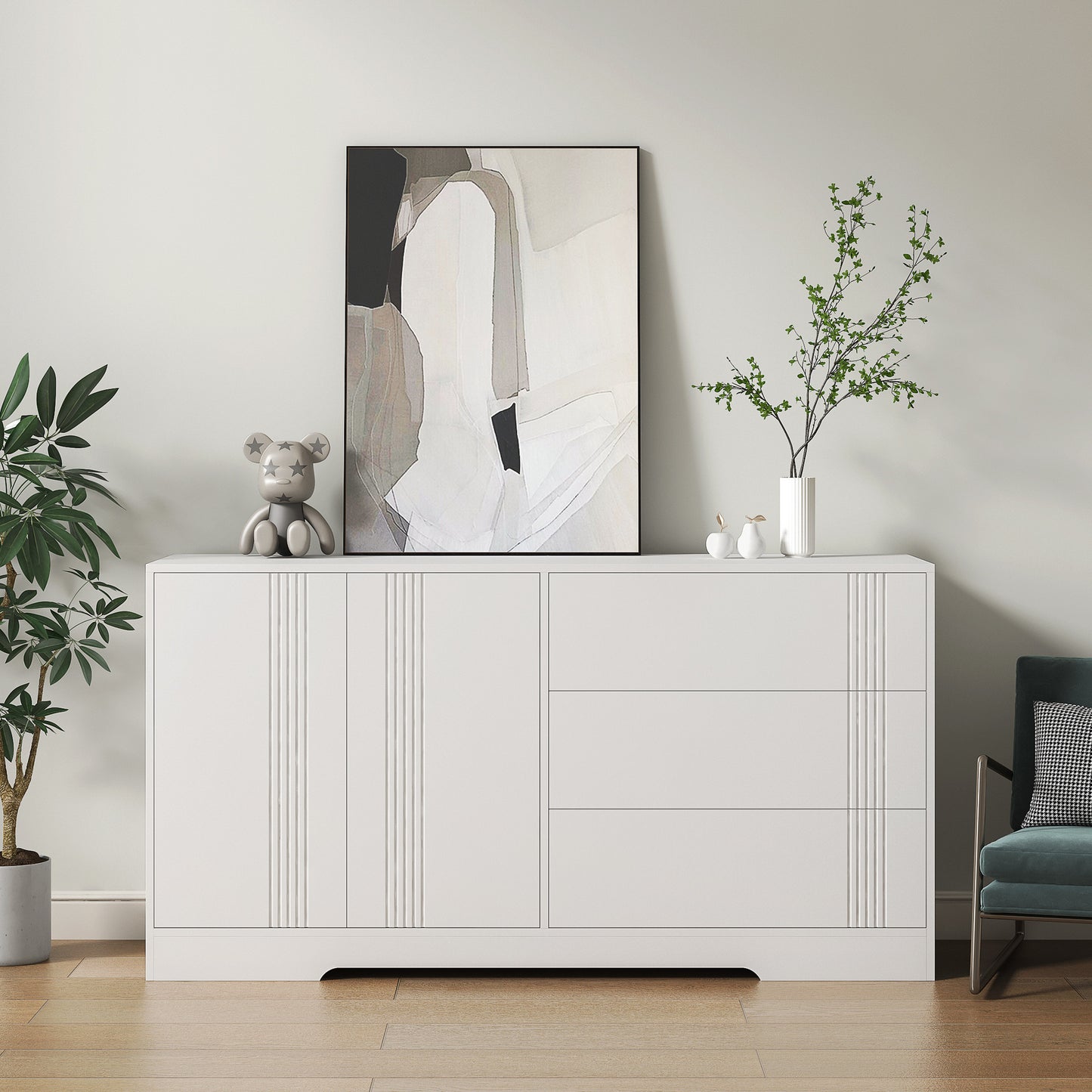Sideboard Buffet Cabinet with Storage, Modern Kitchen Buffet Storage Cabinet with Drawer and Doors,  Large Coffee Bar with Adjustable Shelves for Kitchen