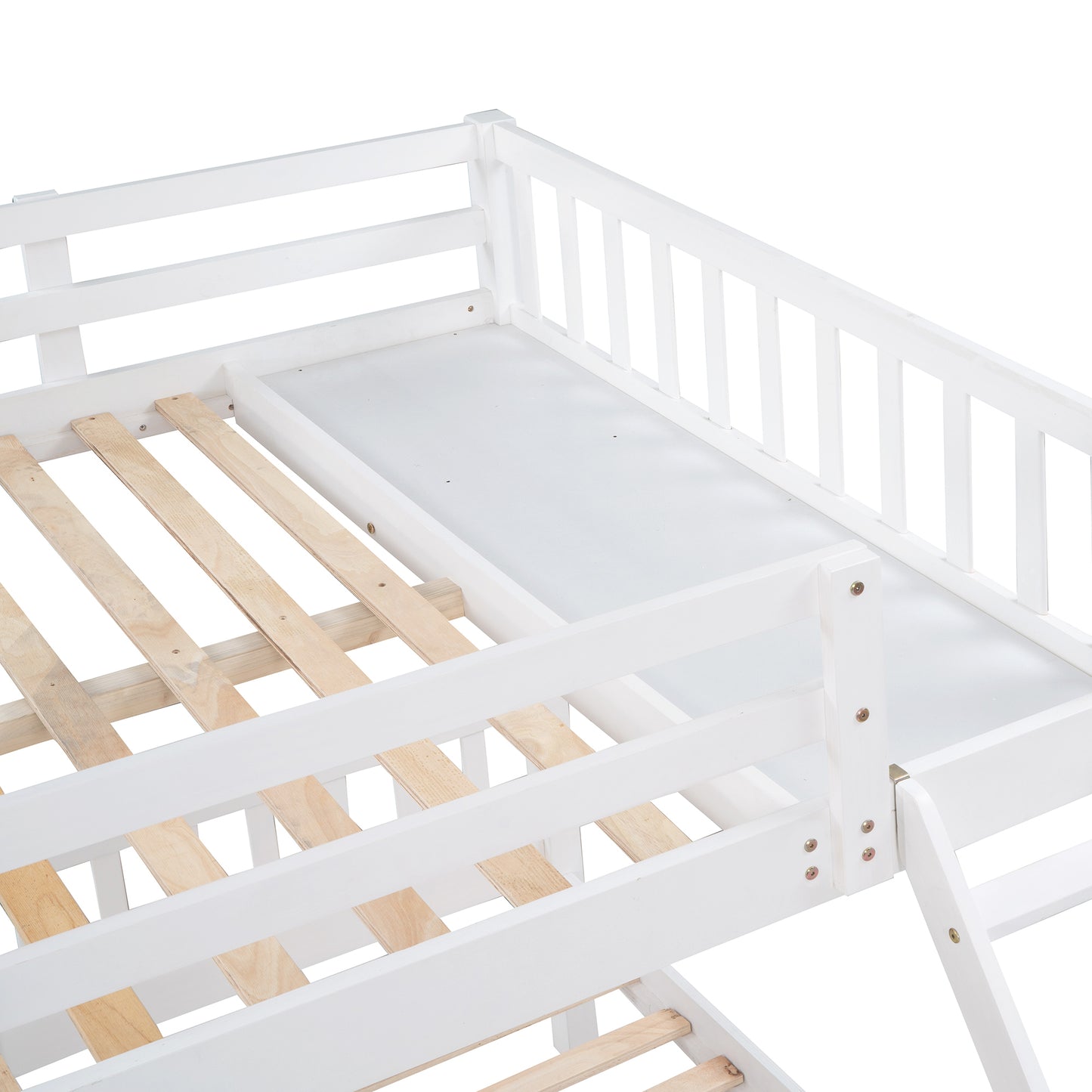 Full Over Twin & Twin Bunk Bed, Wood Triple Bunk Bed with Drawers and Guardrails, White (OLD SKU: LP000143AAK)