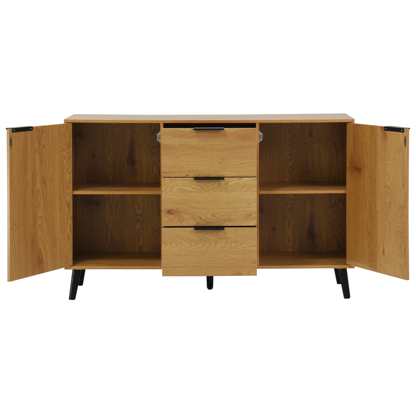 Sideboard Buffet Cabinet with Storage, Wood Coffee Bar Cabinet, 47.2" Kitchen Cabinet with 3 Drawers & 2 Doors, Kitchen Buffet Cabinet Cupboard Natural Wood Color