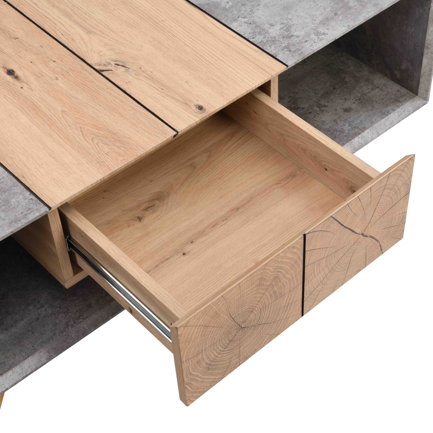 43.31'' Luxury Coffee Table with Drawer, Farmhouse & Industrial Table, Rectangular Table for Living Room