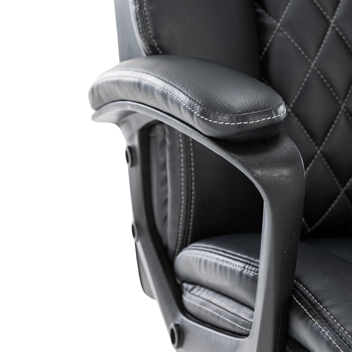 Computer Chair-Office Chair-Executive Office Chair with Fixed Armrests-Ergonomic Office Desk Chair High Back-Computer Chair with Wheels-Leather Office Chair Black with Paded Armrests