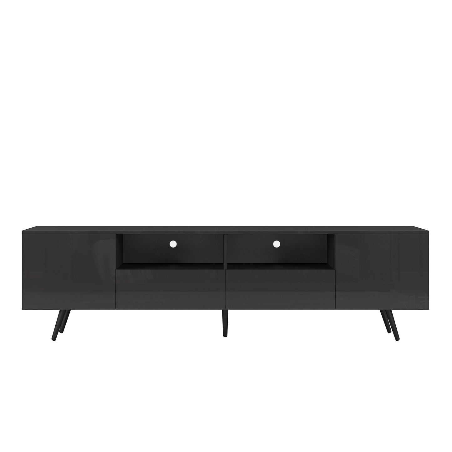 Modern White TV Stand, 16 Colors LED TV Stand w/Remote Control Lights