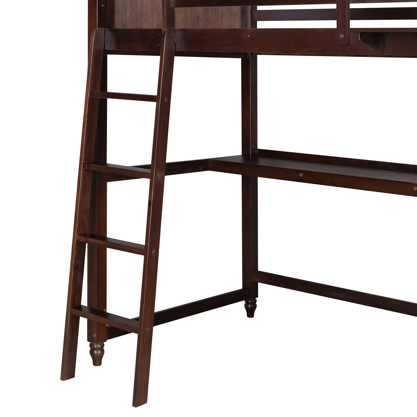 Twin size Loft Bed with Drawers and Desk, Wooden Loft Bed with Shelves - Espresso(OLD SKU: LP000530AAP)