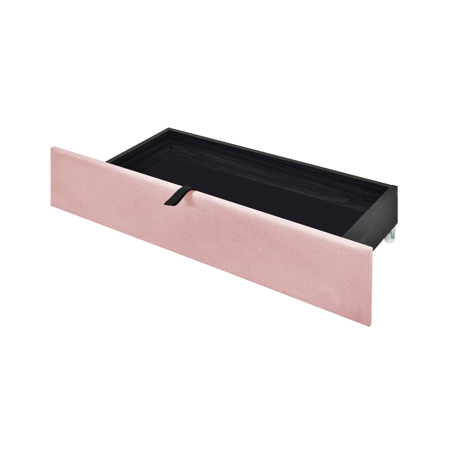 Queen Size Upholstered Platform Bed with LED Frame, with Twin XL Size Trundle and 2 drawers, Linen Fabric, Pink