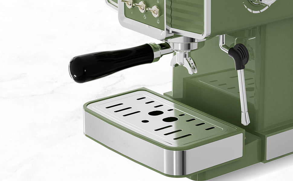 15 Bar Espresso Coffee Machine with Milk Frother Steam Wand, 1350W Professional Coffee Maker, 54 Oz Removable Water Tank Espresso Maker Cappuccino, Latte, Machiato, Green, For Home Barista