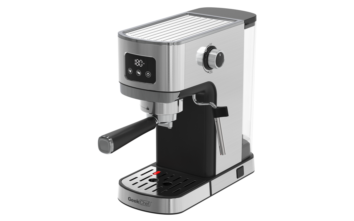 Geek Chef Espresso Machine, Cappuccino & Latte Machine with ESE POD Filter & Milk Frother Steam Wand, Accurate Temperature & Time Control, Compact Coffee Machine for Home,Stainless Steel