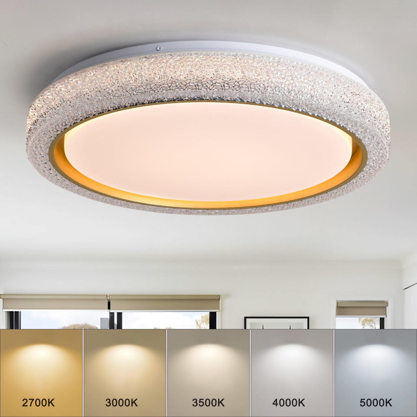 LED Flush Mount Ceiling Light Fixture, 19.69in 36W,3600LM, 5 CCT Colors 2700K 3000K 3500K 4000K 5000K, Dimmable  Modern Flush Mount Light Fixture for Bedroom Bathroom Hallway