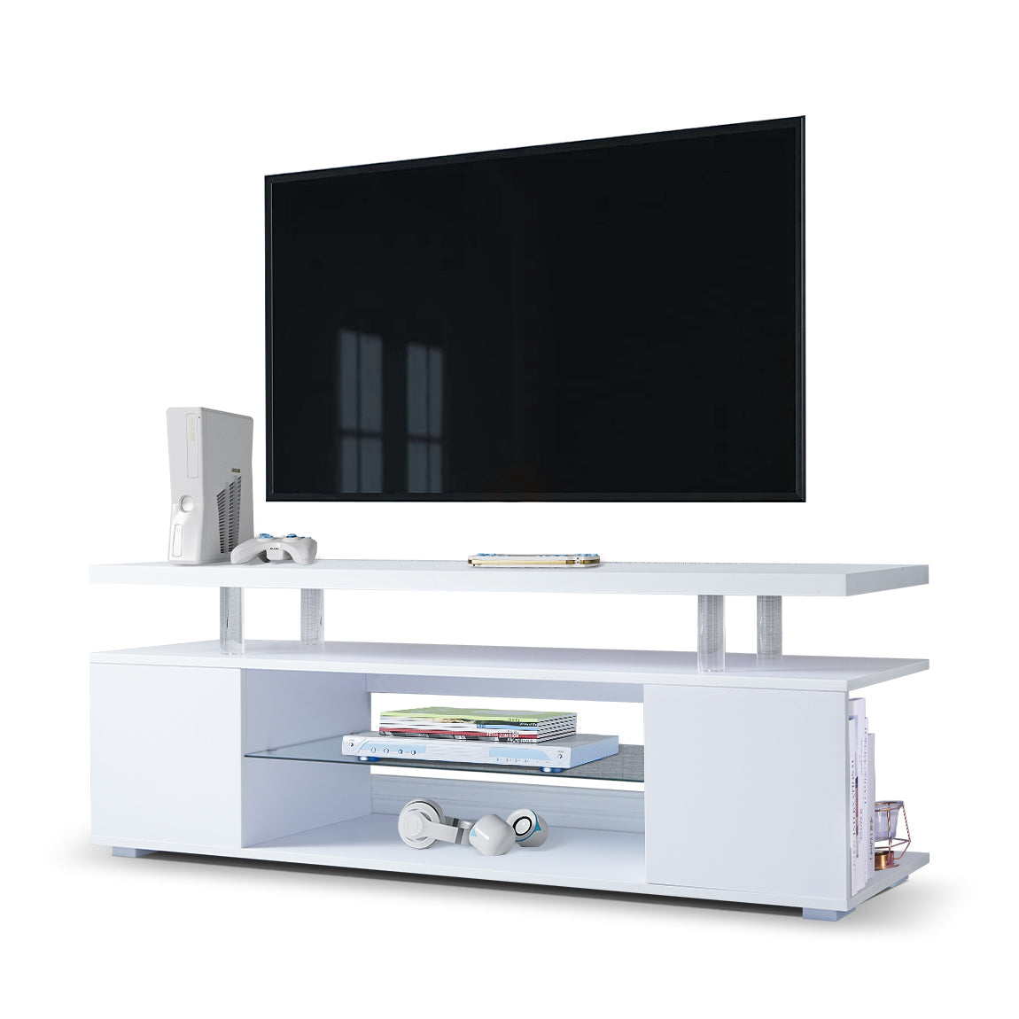 TV Stand for 65 Inch TV LED Gaming Entertainment Center Media Storage Console Table with Large Side Cabinet for Living Room( White)