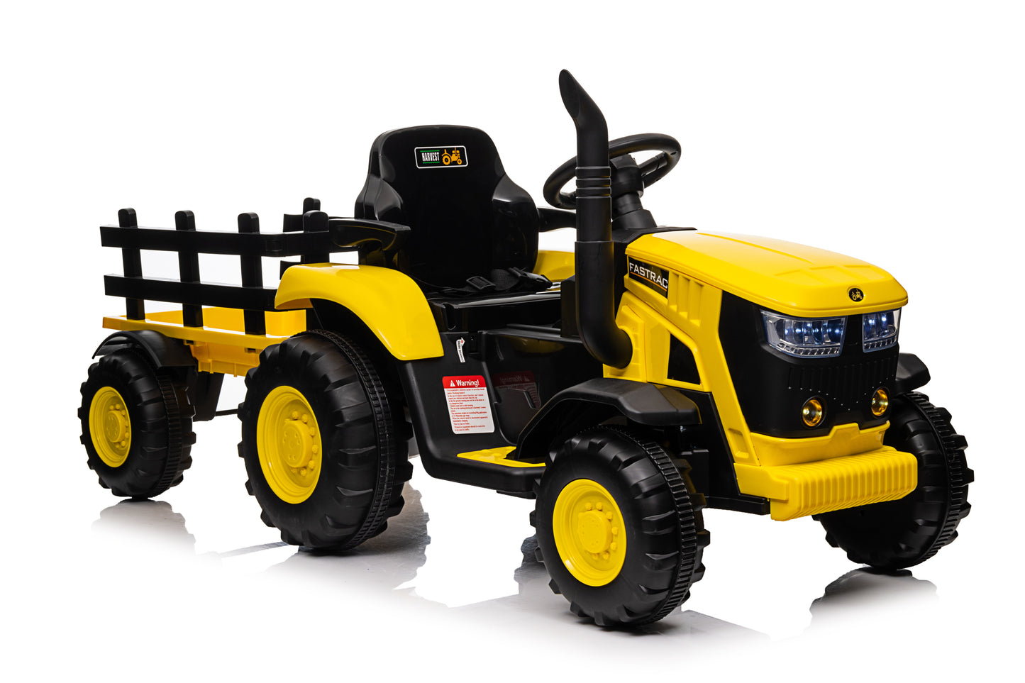 Ride on Tractor, 12 V Battery Powered Electric Vehicle Toy w/Remote Control,music, LED Lights, Removable trailer bucket, Safety Belt