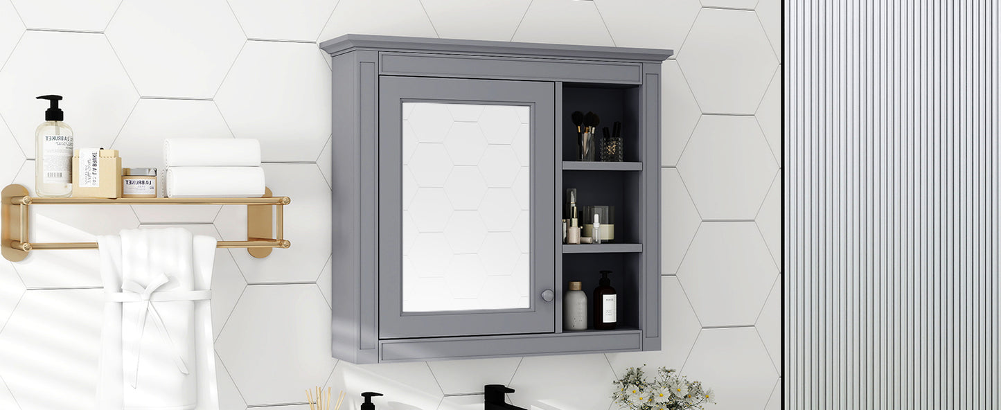 30'' x 28'' Medicine Cabinet, Wall Mounted Bathroom Storage Cabinet, Modern Bathroom Wall Cabinet with Mirror,Medicine Cabinet,  Mirror Cabinet with 3 Open Shelves (Not Include Bathroom Vanity )