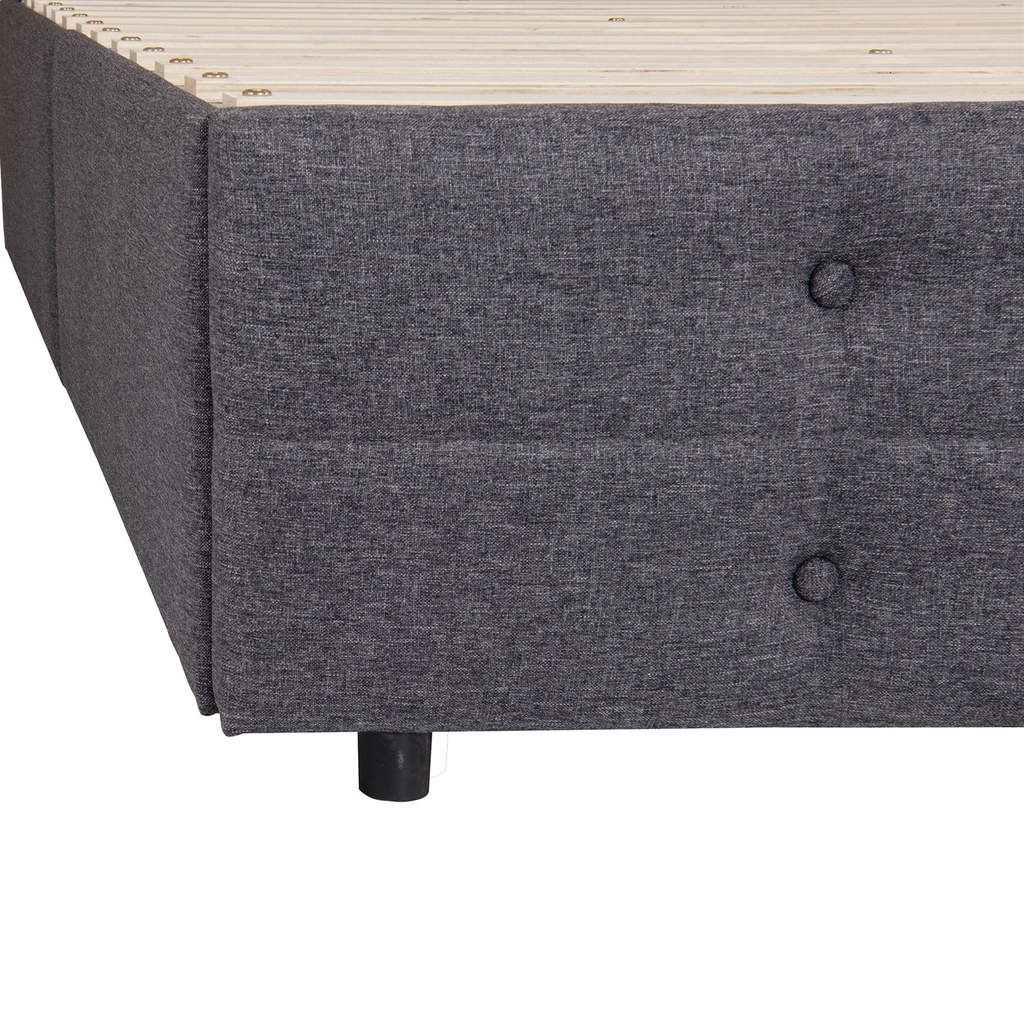 Queen Size Upholstered Linen Fabric Trundle bed with drawers Grey