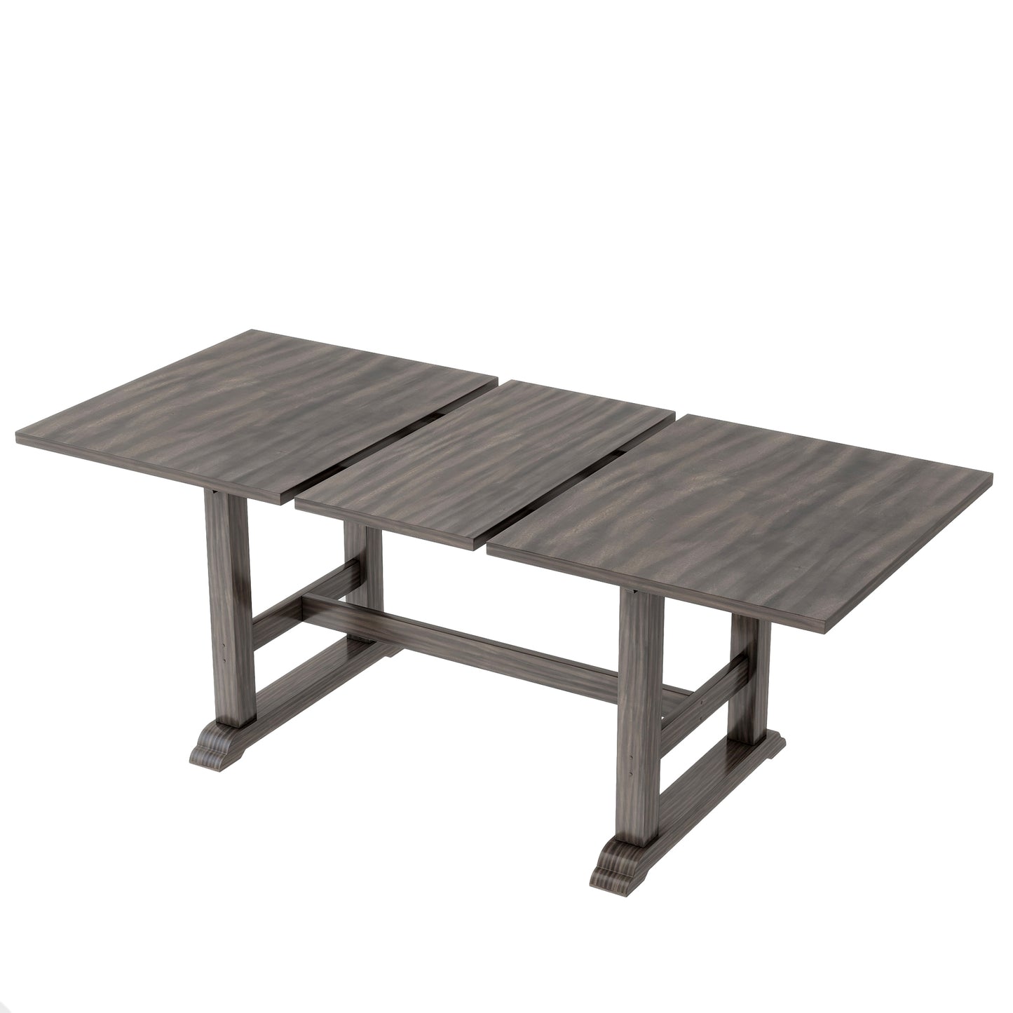 TOPMAX 7-Piece Updated 76.9inch Extendable Trestle Dining Table Set with Removable Leaf, Kitchen Table Set with Upholstered Side Chair and Arm Chair, Set of 6, Grey