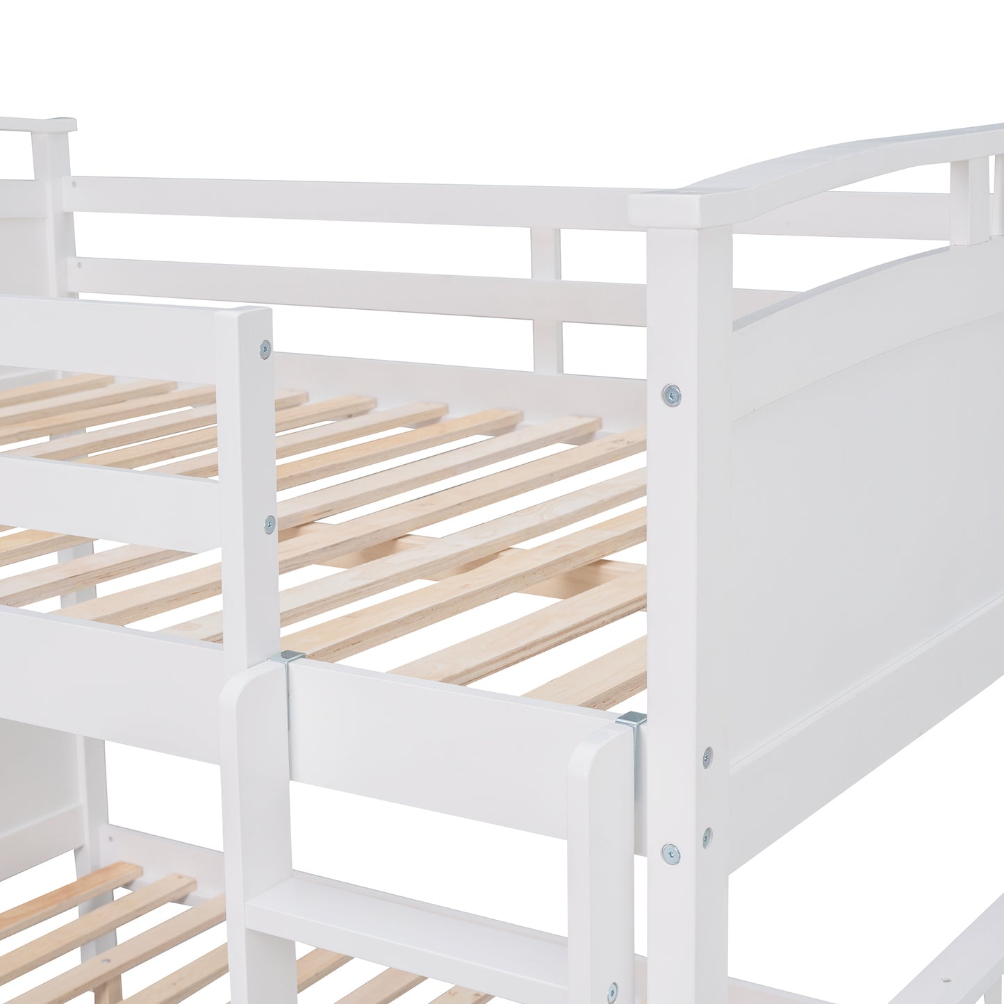 Full-Over-Full Bunk Bed with Twin size Trundle , Separable Bunk Bed for Bedroom - White