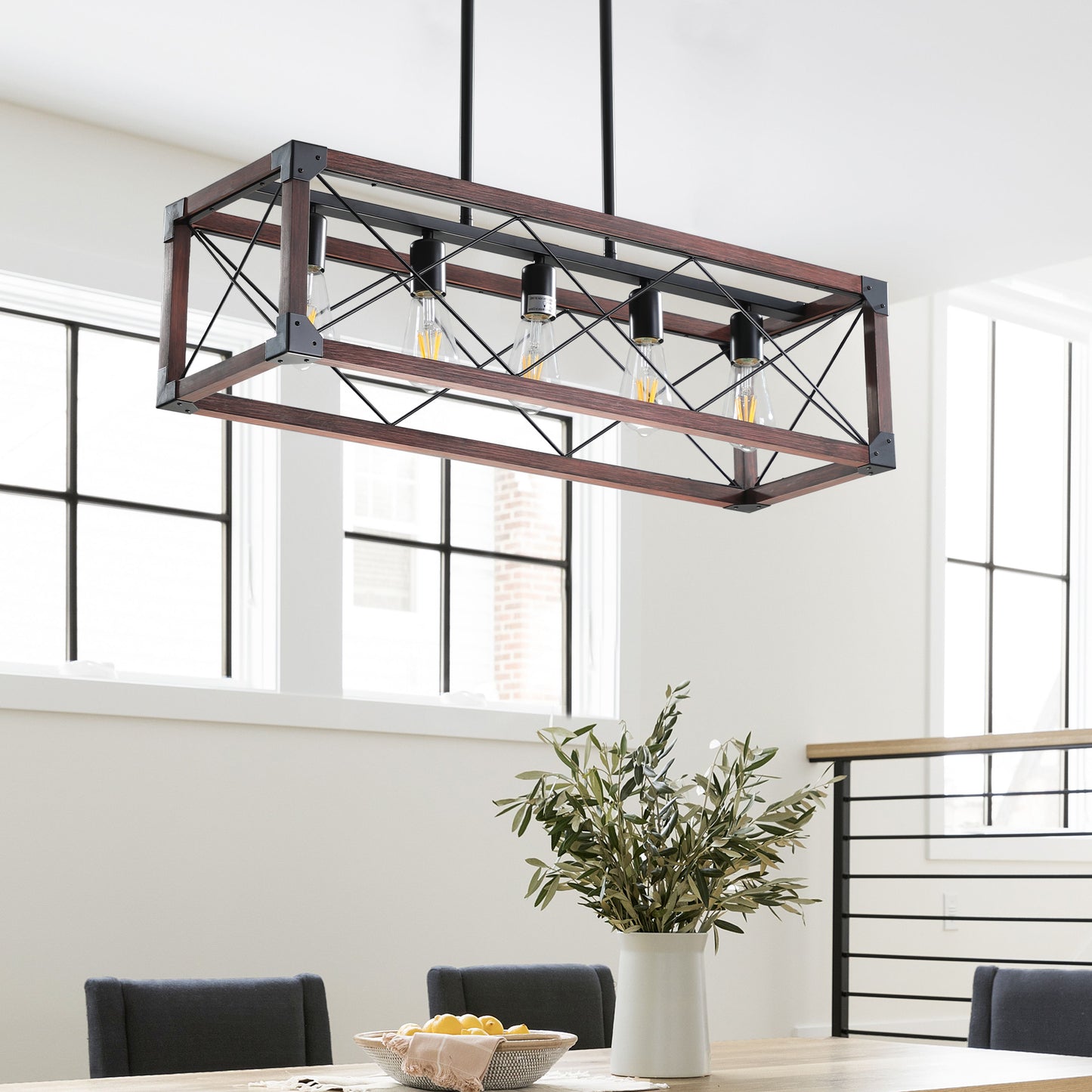5-Light Retro Farmhouse Chandelier For Kitchen, Living room, Dining room Red(No Bulbs)
