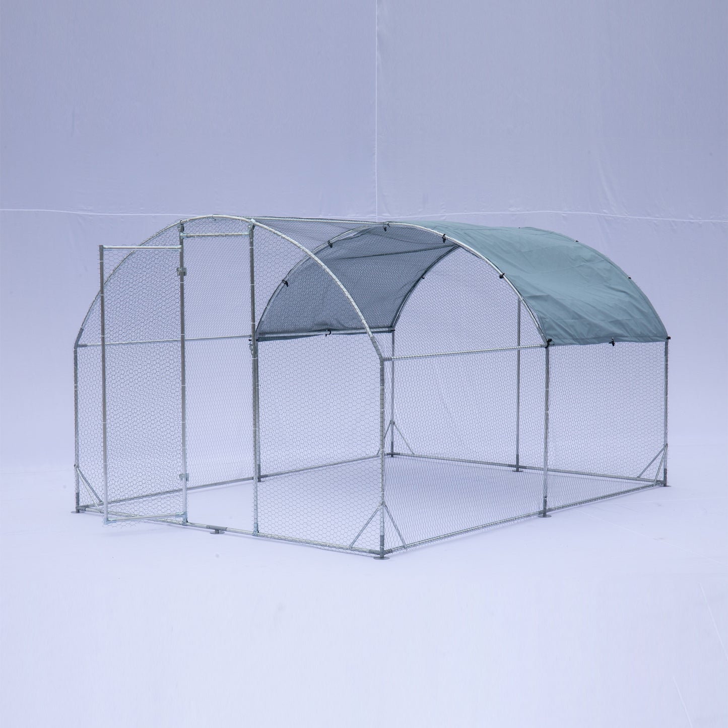 Large metal chicken coop upgrade three support steel wire impregnated plastic net cage, Oxford cloth silver plated waterproof UV protection, duck rabbit sheep bird outdoor house 9.2'W x 12.5'L x 6.5'H