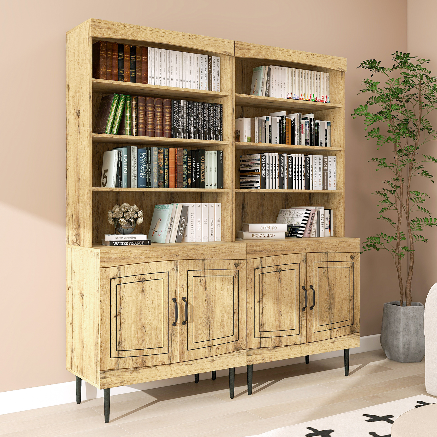 72" Kitchen Pantry Cabinet, Tall Storage Cabinet, Pantry Cupboard with Doors and Adjustable Shelves, Modern Utility Pantry Cabinet for Dining Room, Living Room (Walnut)