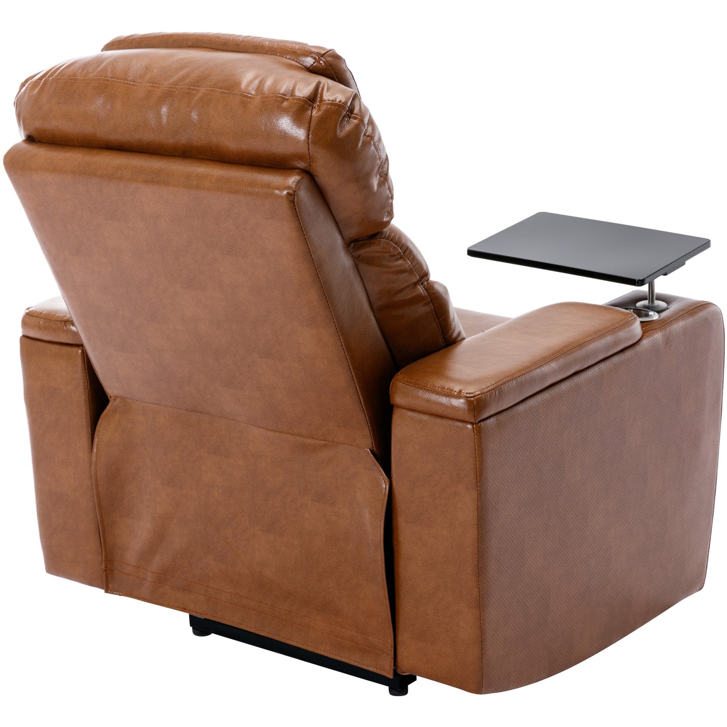 Power Motion Recliner with USB Charging Port and Hidden Arm Storage, Home Theater Seating with Convenient Cup Holder Design ,and stereo(Light  Brown)