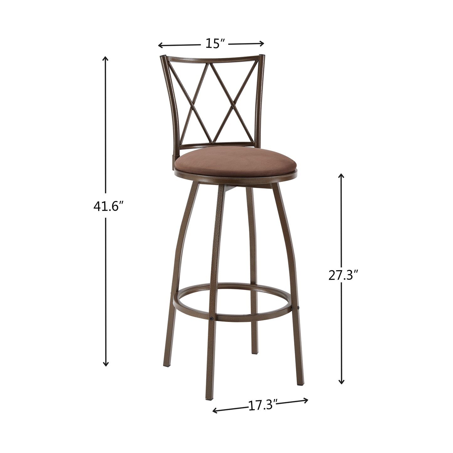 3-Piece Bar Steels Kitchen Dining Room Table Set Retro Brown Bar Chair for Dining Room