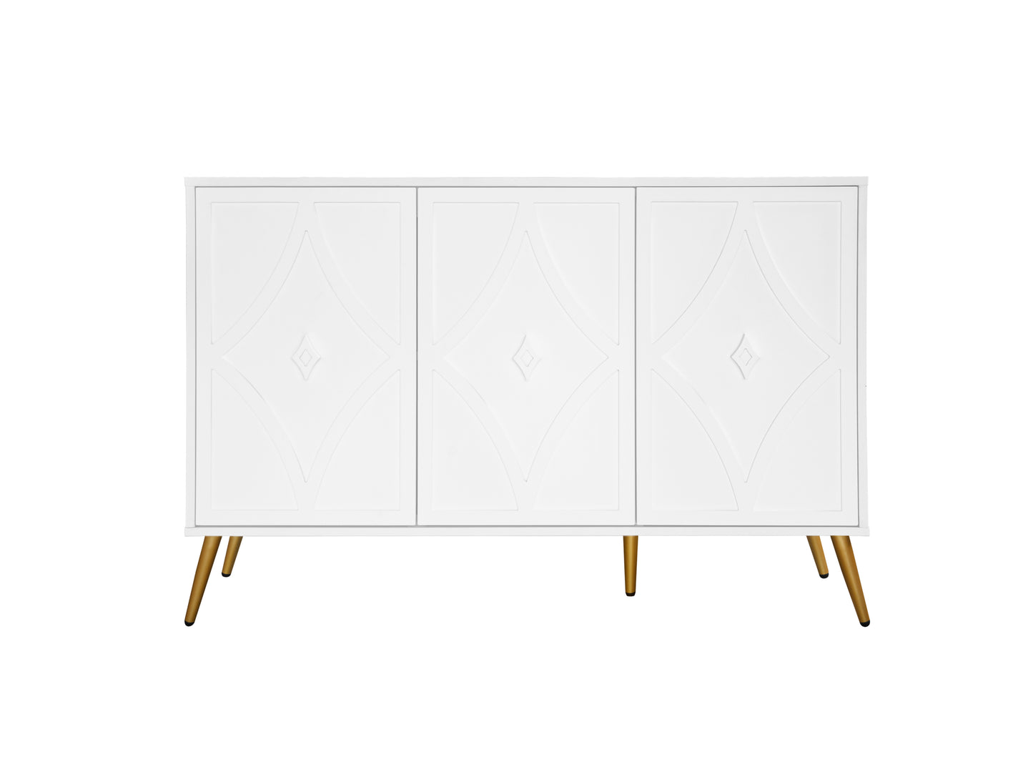 3 Door Storage Cabinet Accent Cabinet with Storage,Sideboard with Adjustable Shelf, Kitchen Cabinet, Diamond-shaped decoration Door for Living Room, Kitchen, Dining Room ,Enchence