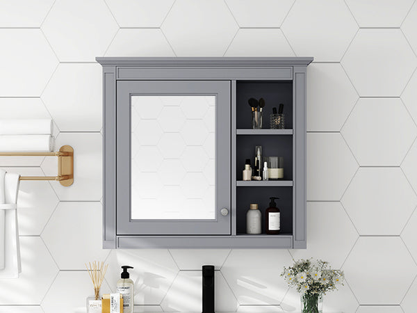 30'' x 28'' Medicine Cabinet, Wall Mounted Bathroom Storage Cabinet, Modern Bathroom Wall Cabinet with Mirror,Medicine Cabinet,  Mirror Cabinet with 3 Open Shelves (Not Include Bathroom Vanity )