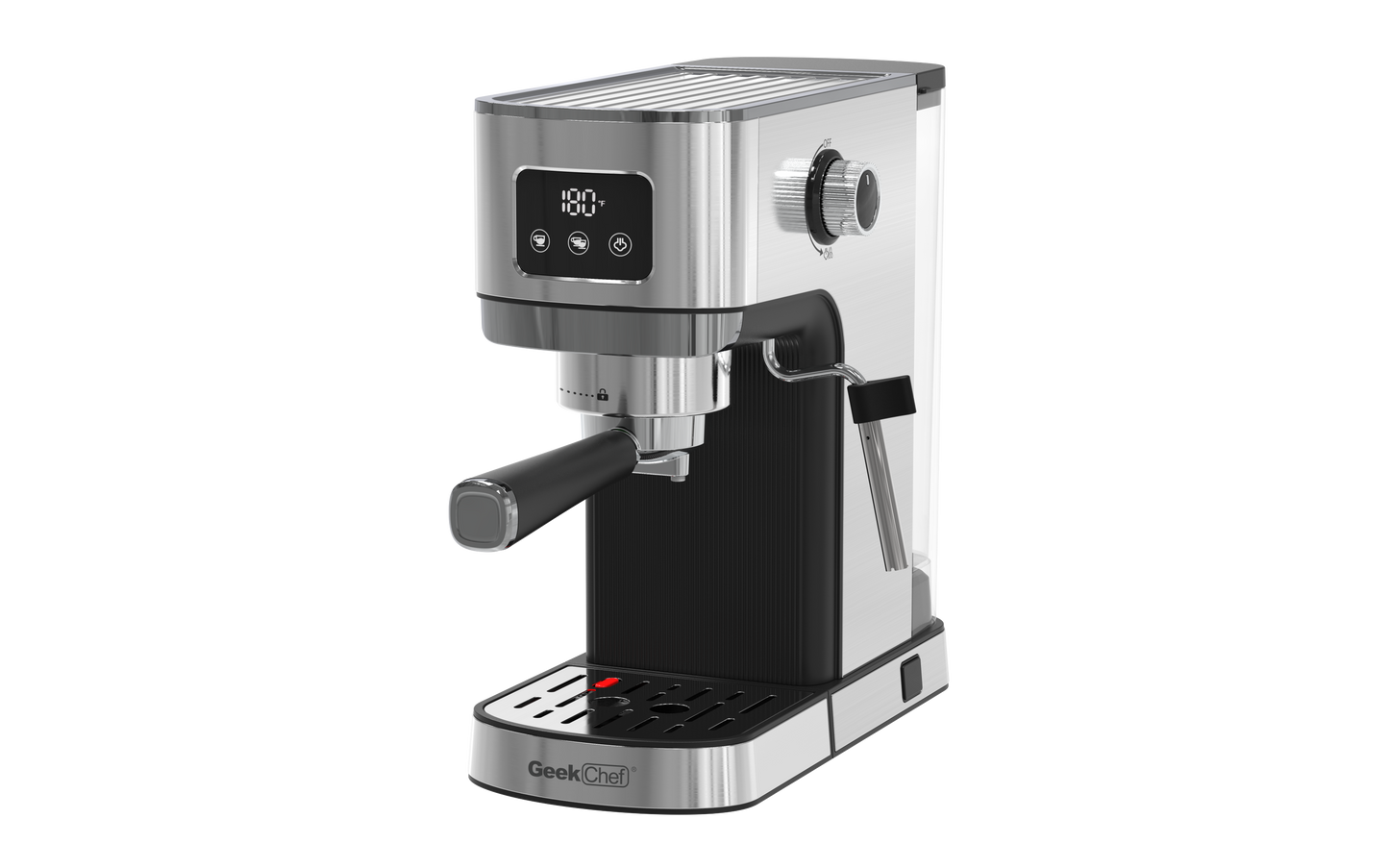 Geek Chef Espresso Machine, Cappuccino & Latte Machine with ESE POD Filter & Milk Frother Steam Wand, Accurate Temperature & Time Control, Compact Coffee Machine for Home,Stainless Steel