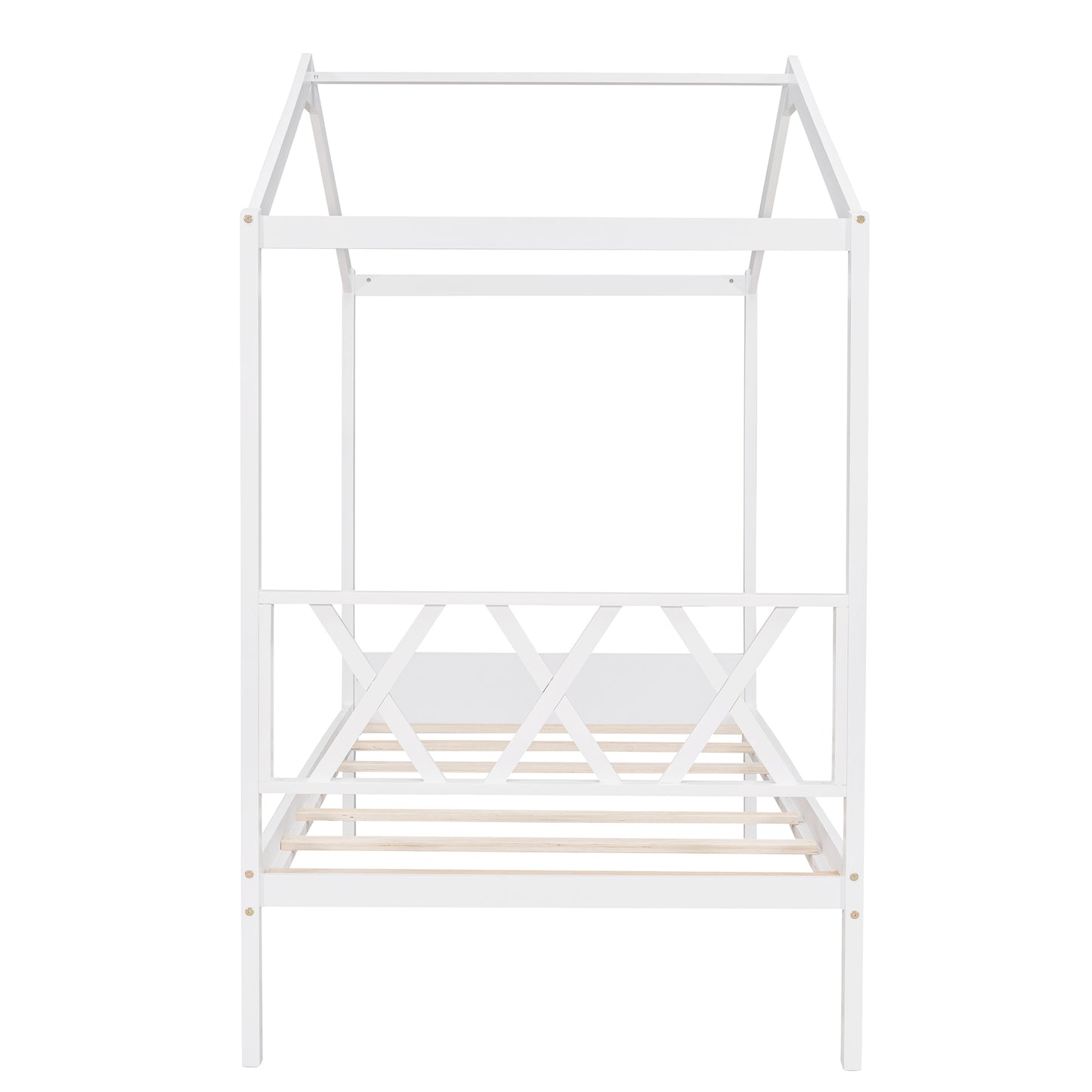 Twin Size Wood House Bed with Storage Space, White(OLD SKU: LP000001AAK)