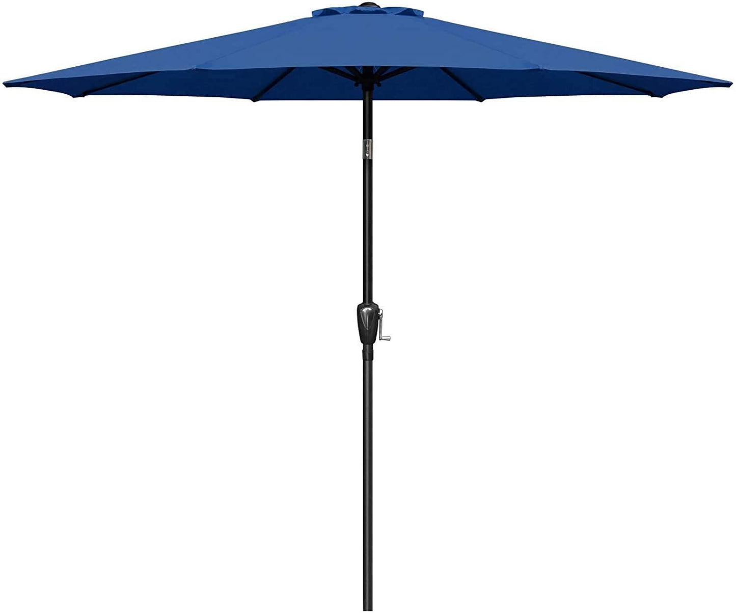 Simple Deluxe 9ft Outdoor Market Table Patio Umbrella with Button Tilt, Crank and 8 Sturdy Ribs for Garden, Blue