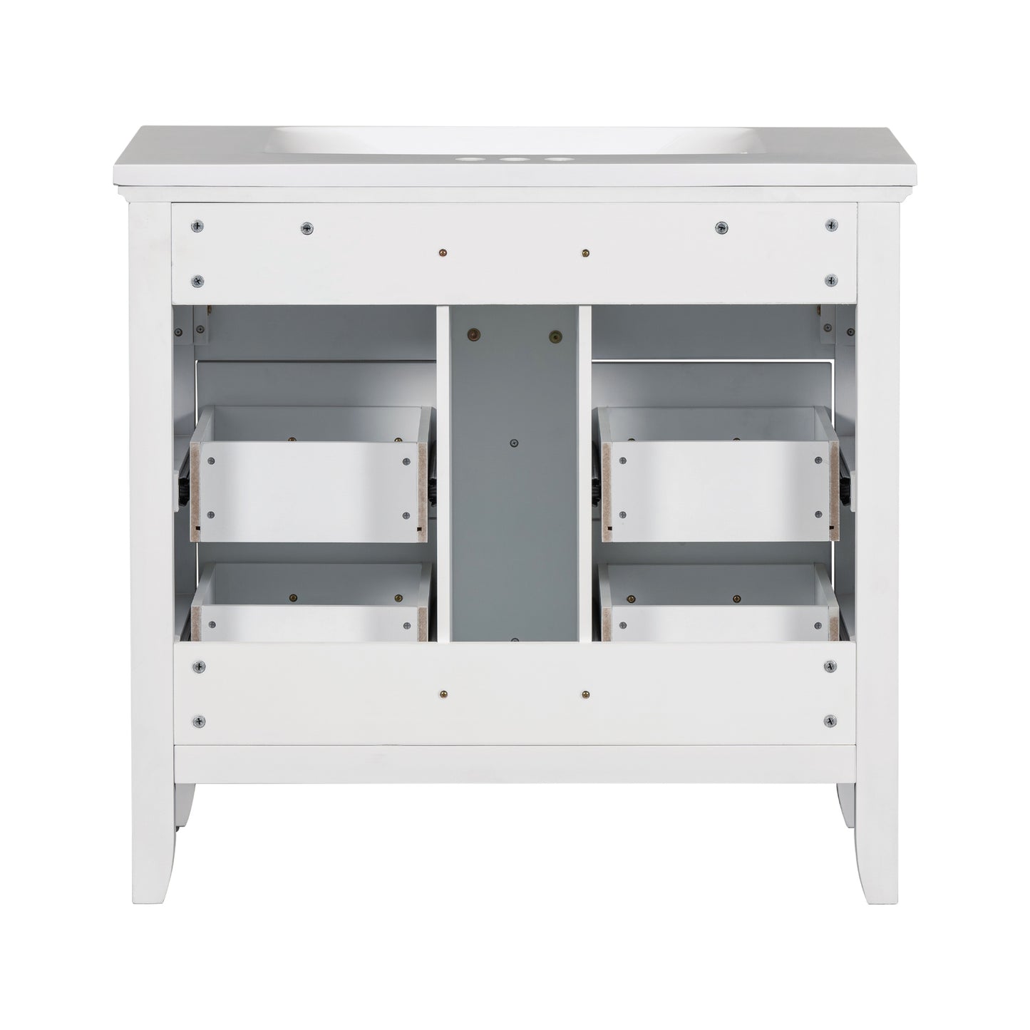 36'' Bathroom Vanity with Resin Sink Combo, Free Standing Single Vanity Set with Four Drawers, Solid Wood Frame Bathroom Storage Cabinet
