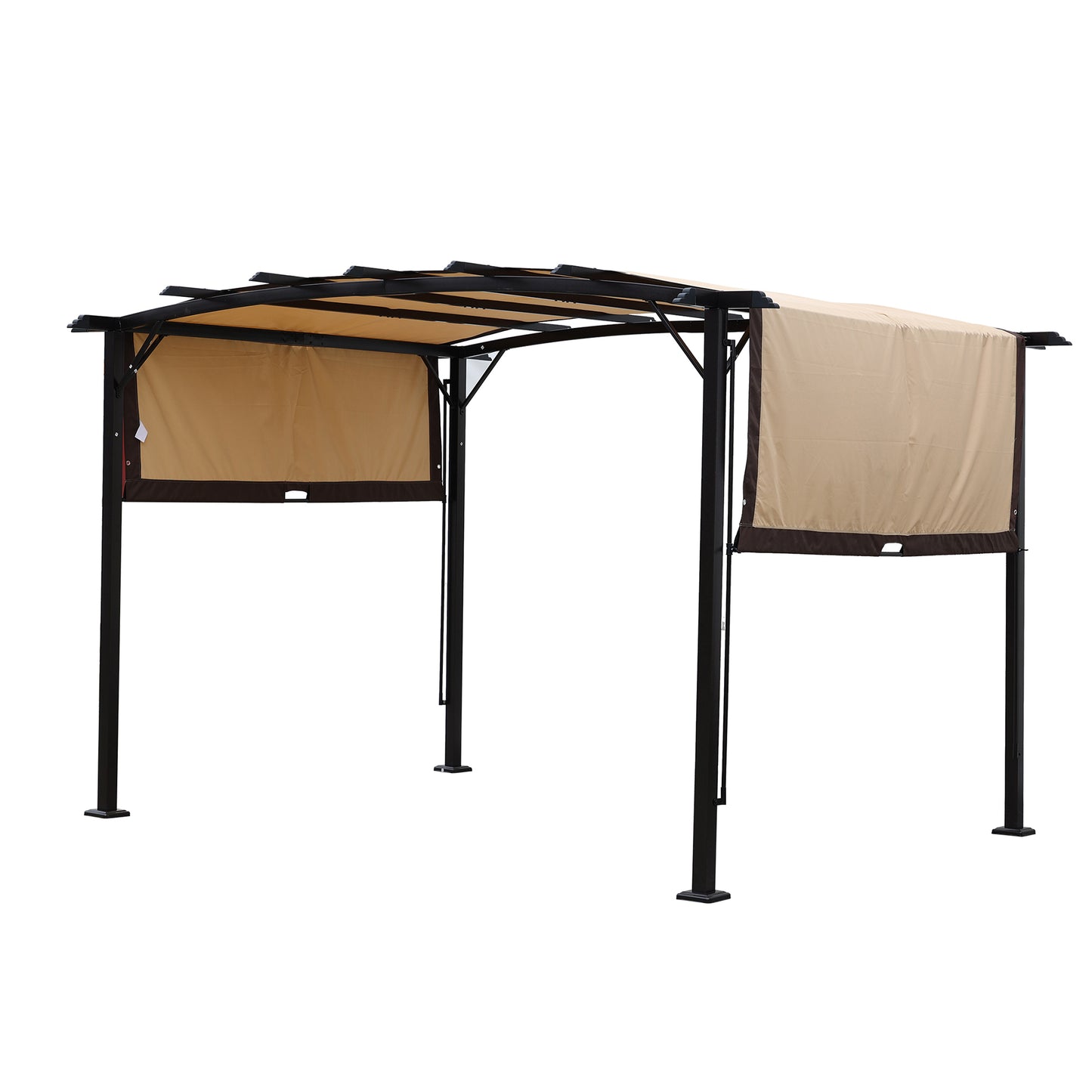 12 x 9 Ft Outdoor Pergola Patio Gazebo,Retractable Shade Canopy,Steel  Frame Grape Gazebo,Sunshelter Pergola for Gardens,Terraces,Backyard-Beige Same as W419S00017